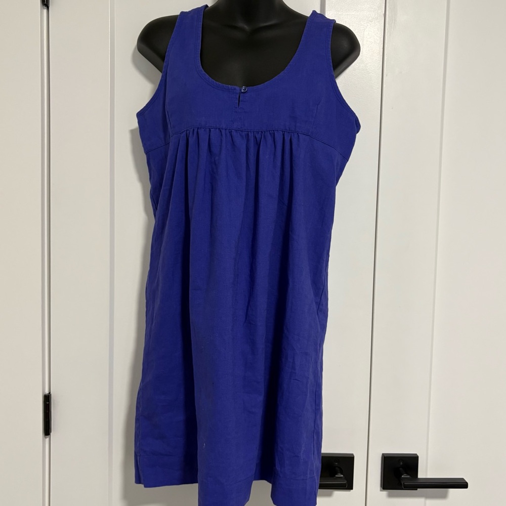 Pure by ALFRED SUNG Blue Linen Casual Sleeveless Dress  Women's Size Medium‎